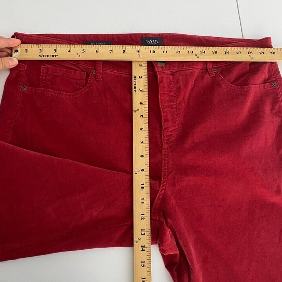NYDJ Ami Twist Seam Ankle Slit Velvet Pants Size 18W Red - Picture 10 of 12